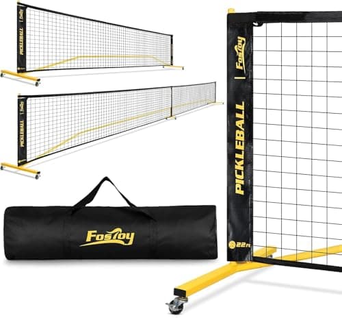 Fostoy Portable Pickleball Net Set with Wheels (22 ft / 11 ft)